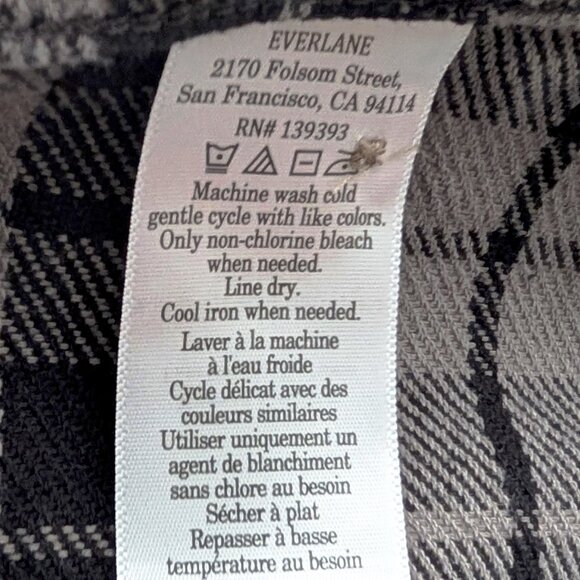 Everlane Men’s Large Plaid Flannel Shacket Jacket — 100% Cotton, Gray & Black - Picture 8 of 9